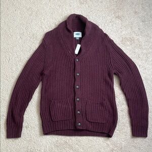 Old Navy Red Cardigan Sweater with Shawl Collar